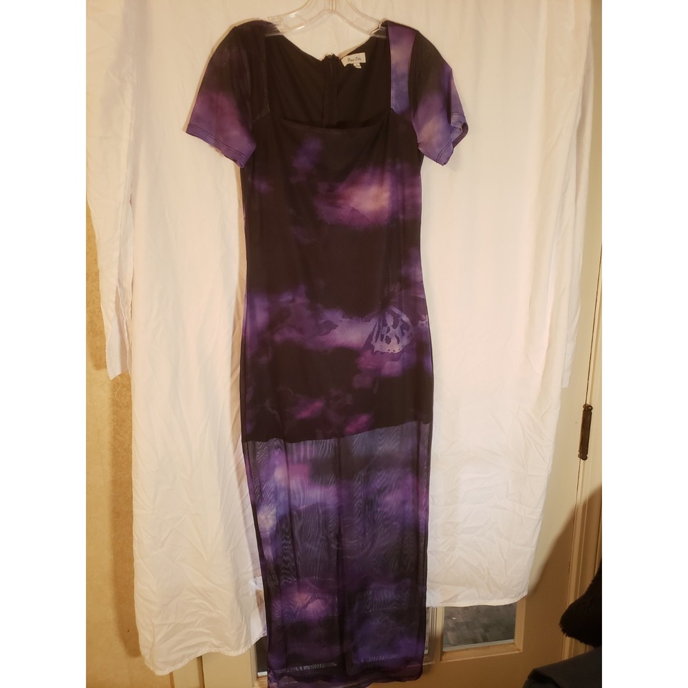 Women's Petal Dew Purple Tie Dye Maxi Dress Size L